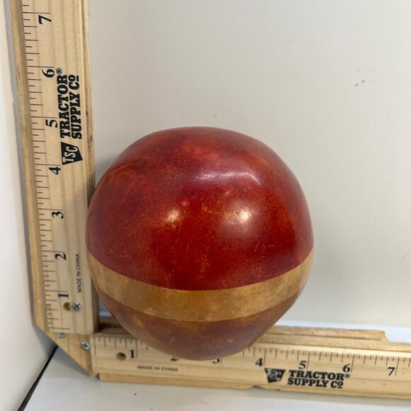 None Other - Vintage Wooden Gourd Calabash Decorative Ball Red and Yellow Traded Colombia